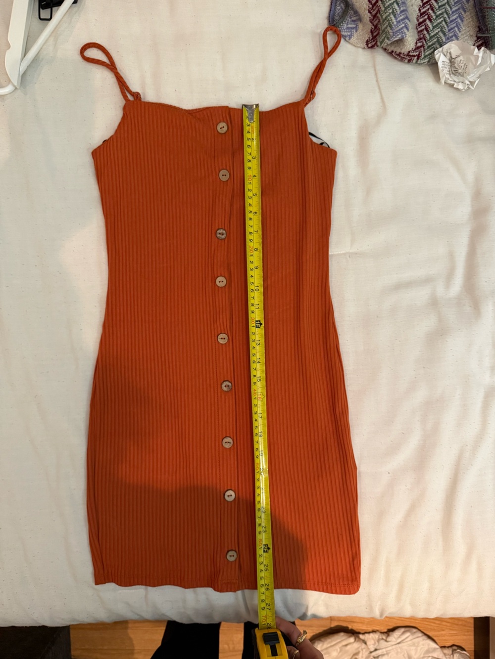 Forever 21 Ribbed Button-Front Midi Skirt in Rust Orange